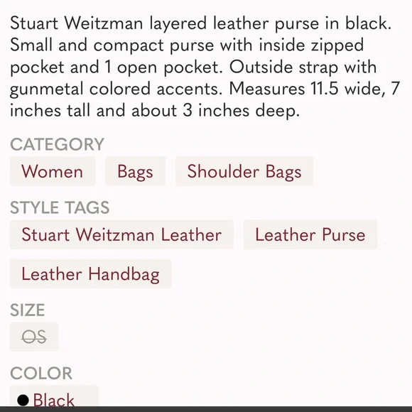 COPY - Stuart Weitzman Black Leather Purse shoulder bag - Picture 6 of 6